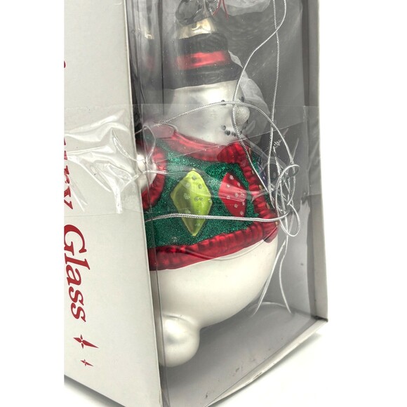 NWT Department 56‎ Mercury Glass Snowman Stocking 8" Ornament Hand Painted Large - Picture 10 of 11